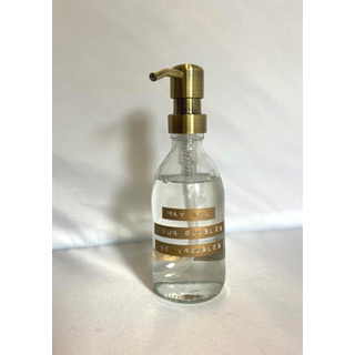 Wellmark Handzeep helder glas messing pomp 250ml tekst MAY ALL YOUR TROUBLES BE BUBBLES Bronze label