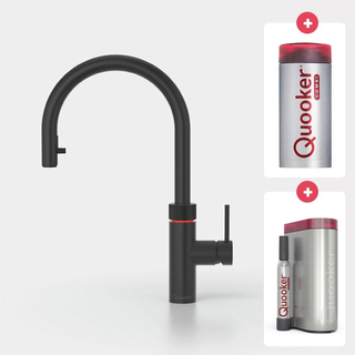 Quooker NL Fusion round kokendwaterkraan opbouw uitloop draaibaar met Combi+ reservoir & Cube reservoir Zwart