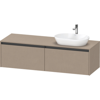 Duravit Ketho 2 wastafelonderbouwkast incl. consoleplaat met 2 laden voor waskom rechts 160x55x45.9cm met handgrepen antraciet Linnen mat