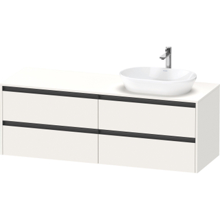 Duravit Ketho 2 wastafelonderbouwkast incl. consoleplaat met 4 laden voor waskom rechts 160x55x56.8cm met handgrepen antraciet wit supermat