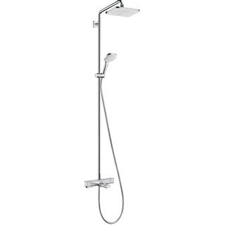 Hansgrohe Croma E280 showerpipe: m. badkraan thermostatisch m. 1jet hoofddouche m. 3jet handdouche multi en doucheslang 160cm chroom