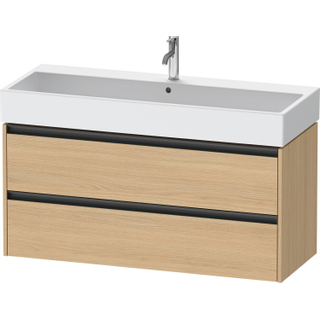 Duravit Ketho 2 wastafelonderbouwkast met 2 laden voor enkele wastafel 118.4x46x54.9cm met grepen antraciet natuur eiken mat