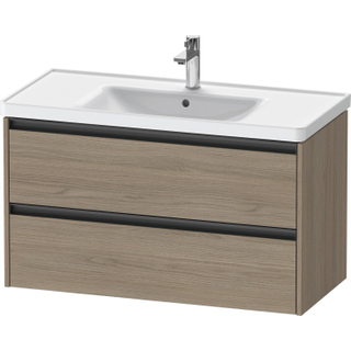 Duravit Ketho 2 wastafelonderbouwkast met 2 laden 98.4x45.5x54.9cm met grepen antraciet eiken terra mat