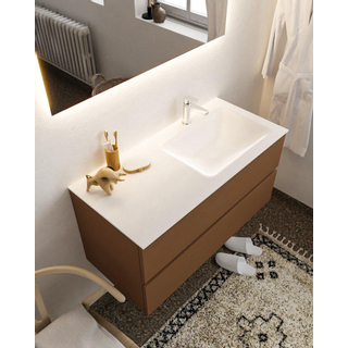 MONDIAZ VICA Badkamermeubelset - 100cm - 2 lades - wasbak Cloud rechts - 1 kraangat - solid surface rust