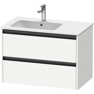 Duravit Ketho 2 wastafelonderbouwkast met 2 laden voor waskom links 81x48x54.9cm met grepen antraciet wit mat