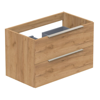 Thebalux Type onderbouwkast 80x45x50cm opbouwgreep RVS 2 softclose lades standaard greep MDF/spaanderplaat carbon wood