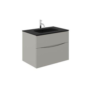 Crosswater Glide II Badkamermeubelset - 70x45x52cm - 2 lades - greeploos - softclose - storm grey - kraangat - zwart