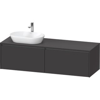 Duravit Ketho 2 wastafelonderbouwkast incl. consoleplaat met 2 laden voor waskom links 160x55x45.9cm met handgrepen antraciet grafiet supermat