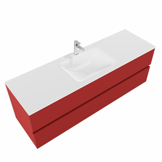 MONDIAZ VICA Badkamermeubelset - 150cm - 2 lades - wasbak Cloud midden - 1 kraangat - solid surface fire