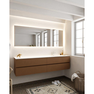 MONDIAZ VICA Badkamermeubelset - 200cm - 4 lades - wasbak Moon rechts - 1 kraangat - solid surface rust