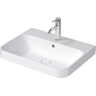 Duravit HappyD 2 Plus opbouwwastafel met kraangat met overloop 60x46cm met keramisch push-open ventiel wit