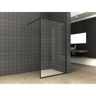 Wiesbaden Square inloopdouche 100x200cm 10mm glas met NANO coating Mat Zwart