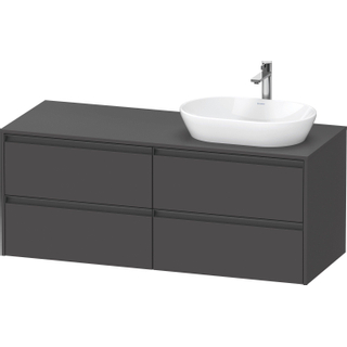 Duravit Ketho 2 wastafelonderbouwkast incl. consoleplaat met 4 laden voor waskom rechts 140x55x56.8cm met handgrepen antraciet grafiet mat