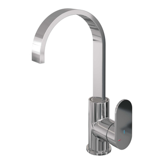 Brauer Chrome Edition Wastafelmengkraan opbouw - hoog - draaibaar - platte uitloop - model C - chroom