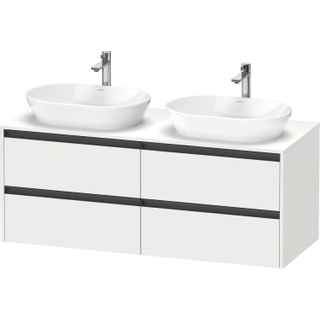 Duravit Ketho 2 wastafelonderbouwkast incl. consoleplaat met 4 laden voor dubbele waskommen 140x55x56.8cm met handgrepen antraciet wit mat