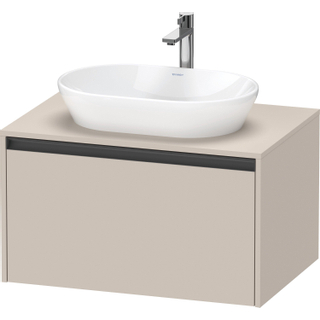 Duravit Ketho 2 wastafelonderbouwkast incl. consoleplaat met 1 lade 80x55x45.9cm met handgreep antraciet taupe mat