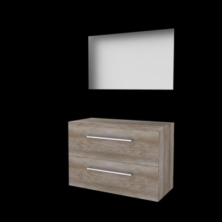 Basic-Line Ultimate 46 badkamermeubelset - 100x46cm - met grepen - 2 lades - wastafelblad - Spiegel - verlichting MFC Scotch Oak