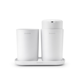 Brabantia ReNew Badkameraccessoires Set Van 3 Zeeppomp Tandenborstelhouder En Schaal White Wit