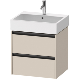 Duravit Ketho 2 wastafelonderbouwkast met 2 laden 58.4x46x54.9cm met grepen antraciet taupe supermat