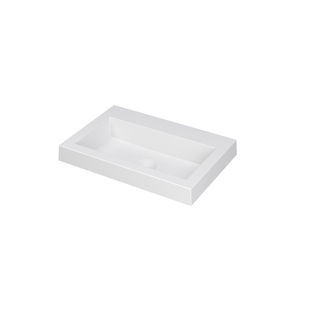 INK Dock wastafel - 60x40x6cm - 1 wasbak - 0 kraangaten - polystone wit mat