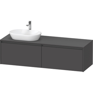 Duravit Ketho 2 wastafelonderbouwkast incl. consoleplaat met 2 laden voor waskom links 160x55x45.9cm met handgrepen antraciet grafiet mat