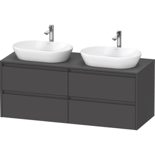 Duravit Ketho 2 wastafelonderbouwkast incl. consoleplaat met 4 laden voor dubbele waskommen 140x55x56.8cm met handgrepen antraciet grafiet mat