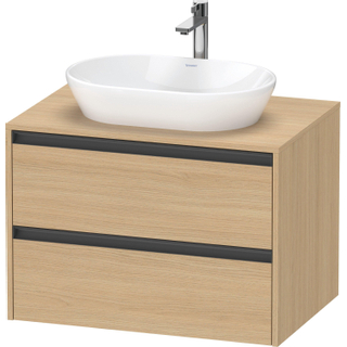 Duravit Ketho 2 wastafelonderbouwkast incl. consoleplaat met 2 laden 80x55x56.8cm met handgrepen antraciet natuur eiken mat