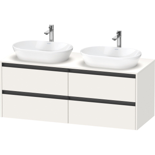 Duravit Ketho 2 wastafelonderbouwkast incl. consoleplaat met 4 laden voor dubbele waskommen 140x55x56.8cm met handgrepen antraciet wit supermat