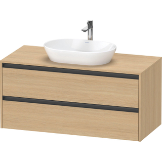 Duravit Ketho 2 wastafelonderbouwkast incl. consoleplaat met 2 laden 120x55x56.8cm met handgrepen antraciet natuur eiken mat