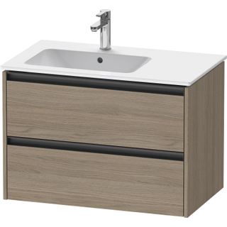 Duravit Ketho 2 wastafelonderbouwkast met 2 laden voor waskom links 81x48x54.9cm met grepen antraciet eiken terra mat