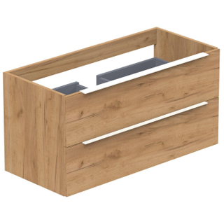 Thebalux Type onderbouwkast 100x45x50cm opbouwgreep wit mat 2 softclose lades standaard greep MDF/spaanderplaat carbon wood