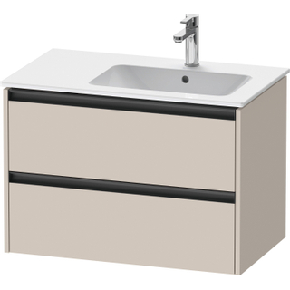 Duravit Ketho 2 wastafelonderbouwkast met 2 laden voor waskom rechts 81x48x54.9cm met grepen antraciet taupe mat