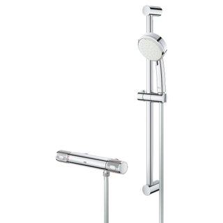 GROHE Grohtherm-1000 Performance renovatieset thermostatisch zonder koppelingen met glijstang 60cm en hoofddouche 2 standen chroom