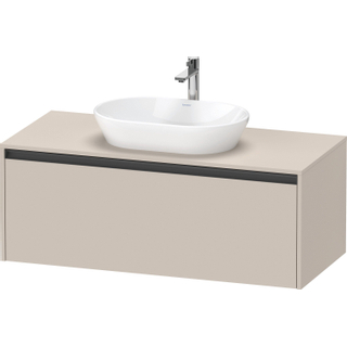 Duravit Ketho 2 wastafelonderbouwkast incl. consoleplaat met 1 lade 120x55x45.9cm met handgreep antraciet taupe mat