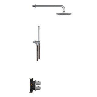 Hotbath Archie IBS30A complete thermostatische high flow douche inbouwset met 2 functies stop omstel met 40cm wandarm 20cm ronde hoofddouche staafhanddouche RVS