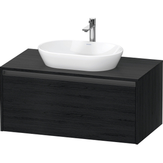 Duravit Ketho 2 wastafelonderbouwkast incl. consoleplaat met 1 lade 100x55x45.9cm met handgreep antraciet eiken zwart mat