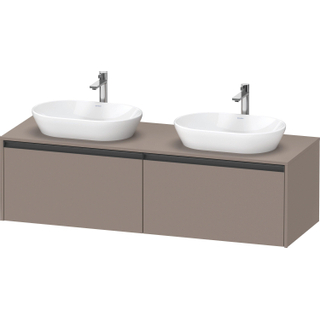 Duravit Ketho 2 wastafelonderbouwkast incl. consoleplaat met 2 laden voor dubbele waskommen 160x55x45.9cm met handgrepen antraciet basalt mat