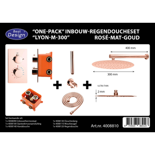 Best Design One Pack inbouw regendoucheset Lyon M 300 rose mat goud