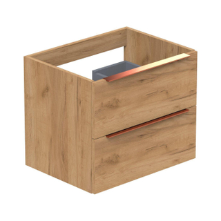 Thebalux Type onderbouwkast 60x45x50cm opbouwgreep koper 2 softclose lades standaard greep MDF/spaanderplaat carbon wood