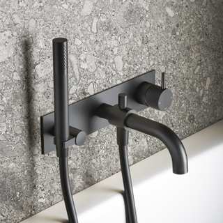 Hotbath Cobber X afbouwdeel met inbouwdeel voor douche/badmengkraan, automatische omstelinrichting mat zwart