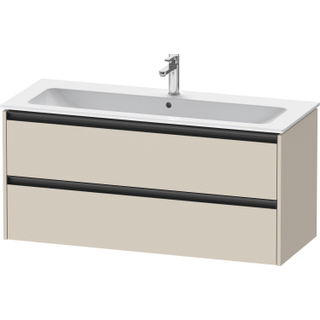 Duravit Ketho 2 wastafelonderbouwkast met 2 laden voor enkele wastafel 121x48x55cm met grepen antraciet taupe supermat