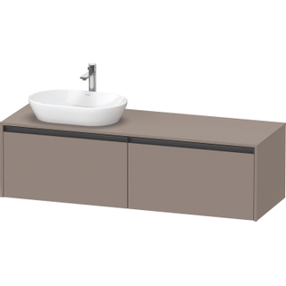 Duravit Ketho 2 wastafelonderbouwkast incl. consoleplaat met 2 laden voor waskom links 160x55x45.9cm met handgrepen antraciet basalt mat