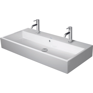 Duravit Vero Air (meubel) wastafel met 2 kraangaten met overloop 100x47cm met WonderGliss wit