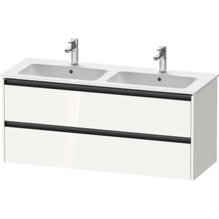 Duravit Ketho 2 wastafelonderbouwkast met 2 laden voor dubbele wastafel 128x48x55cm met grepen antraciet hoogglans wit