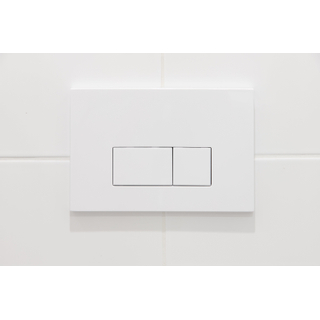 QeramiQ Push Bedieningsplaat kunststof Glans Wit met rechthoek dualflush frontbediening voor Geberit UP320 inbouwreservoir