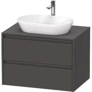 Duravit Ketho 2 wastafelonderbouwkast incl. consoleplaat met 2 laden 80x55x56.8cm met handgrepen antraciet grafiet mat