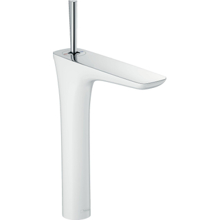 Hansgrohe PuraVida wastafelkraan verhoogd met push open garnituur wit chroom