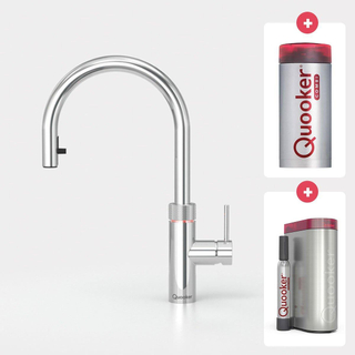 Quooker NL Flex kokendwaterkraan opbouw uitloop draaibaar met uittrekbare uitloop met Combi reservoir & Cube reservoir Chroom