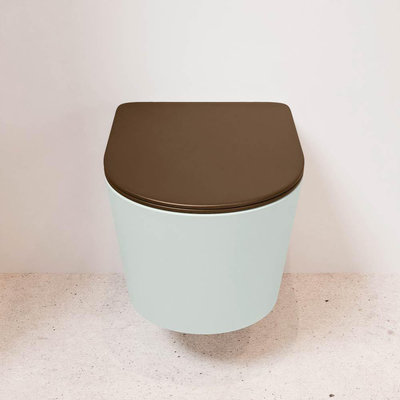 MONDIAZ LAVIE wandclosetpack - 36x53cm - diepspoel - rimless - Greey (grijs) - softclose - quick-release - toiletzitting - Rust (rood)