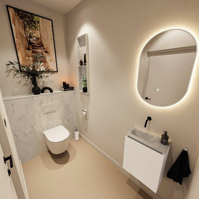 MONDIAZ TURE-DLUX 40cm toiletmeubel Talc. EDEN wastafel Opalo positie links. Zonder kraangat.